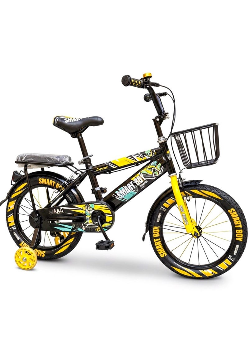 GoodBoy Kids 16 Inch Bicycle – Front Basket, Rear Padded Seat, Chain Guard, Light-Up Training Wheels & Adjustable Quick-Release Seat – For Ages 4–7 Years - Image 1